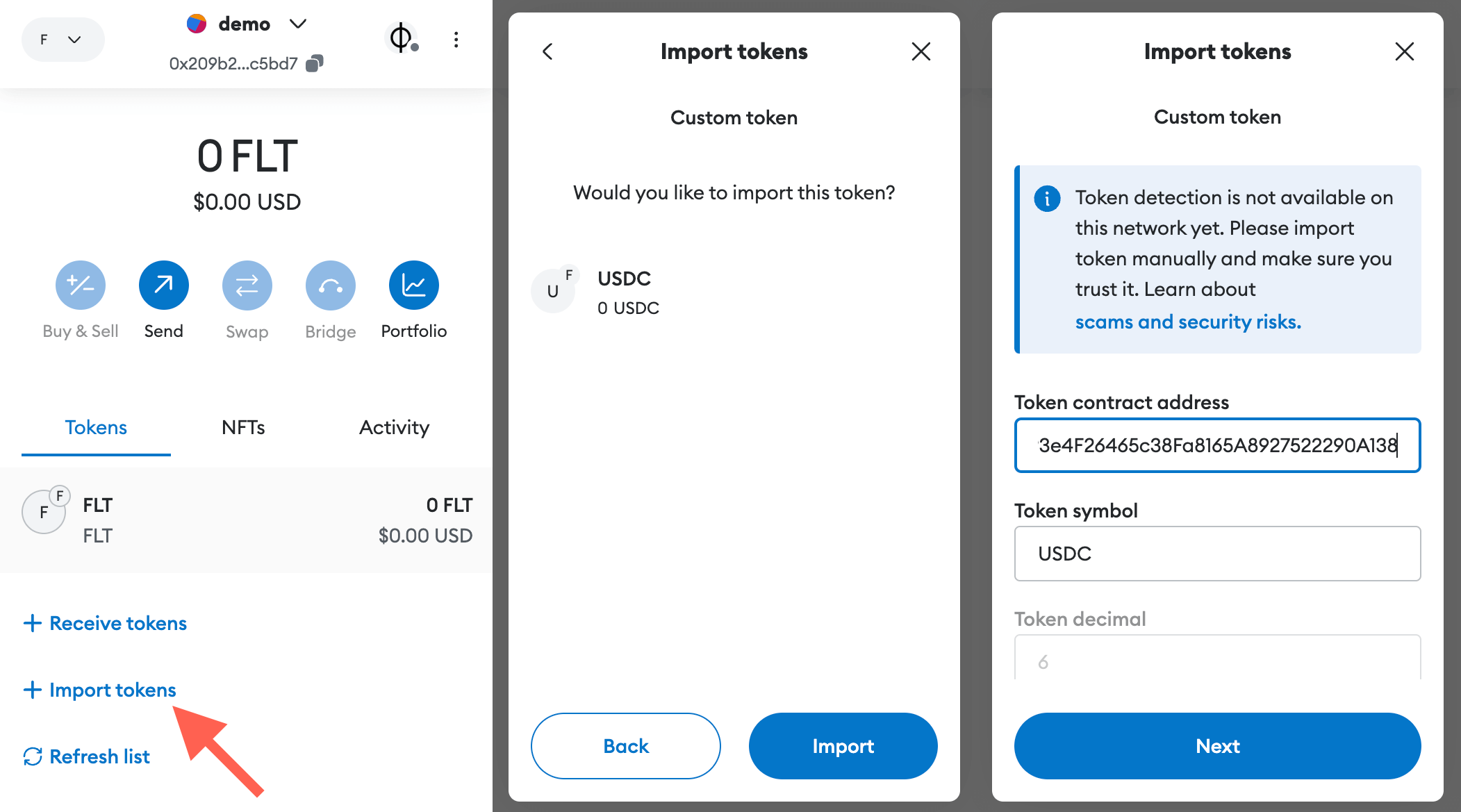 How to add the USDC token in MetaMask